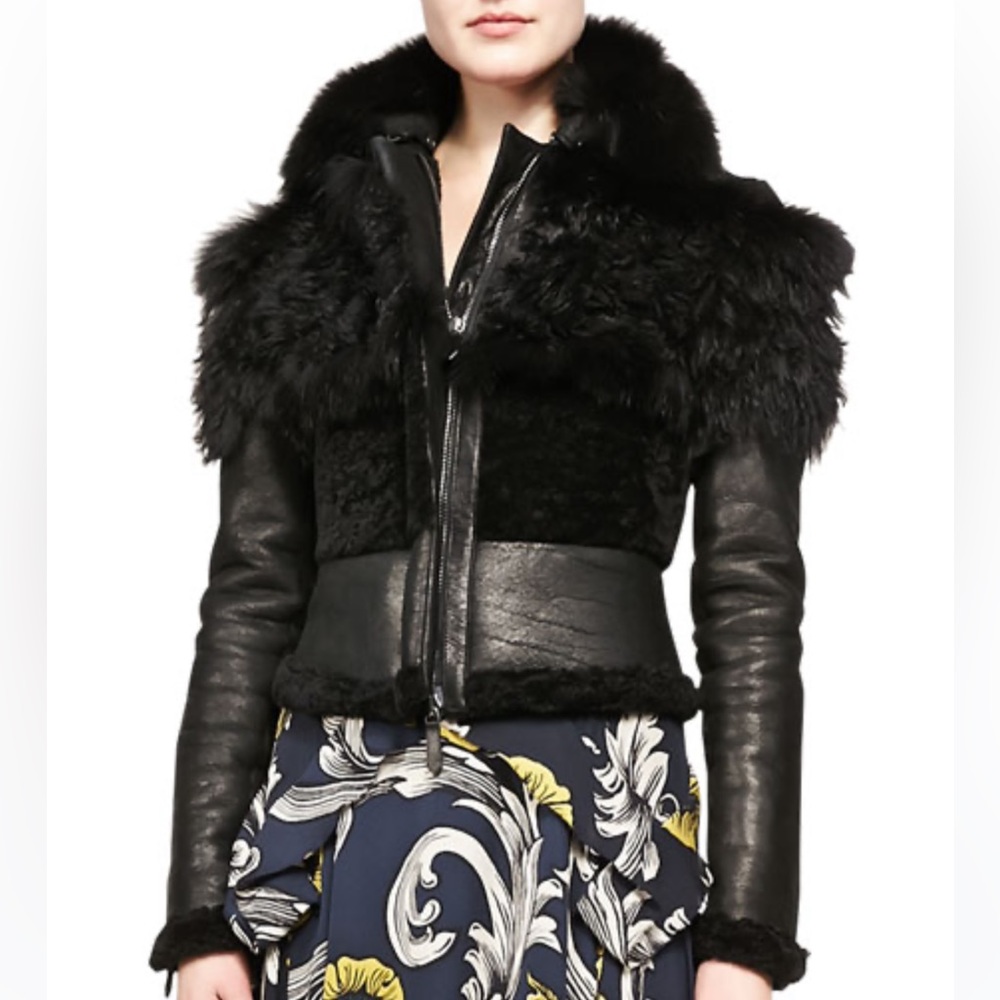 Burberry Prorsum Fox Fur Shearling jacket Authentic size S/IT 36/ US 0 / XS